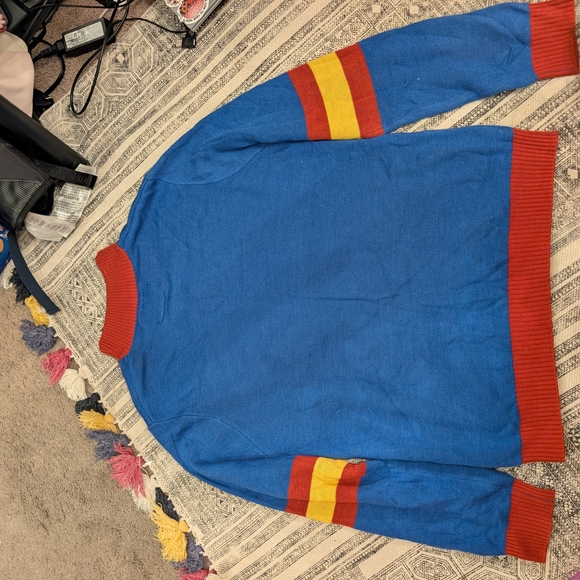 Tipsy Elves Blue and Red Zip-Up Sweater - Picture 10 of 12